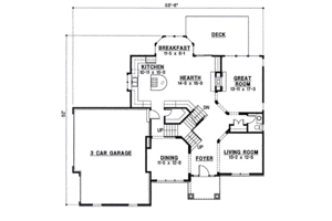 Floor Plan - Main Floor for Traditional House Plan #67-792 - 4 bed, 3 bath