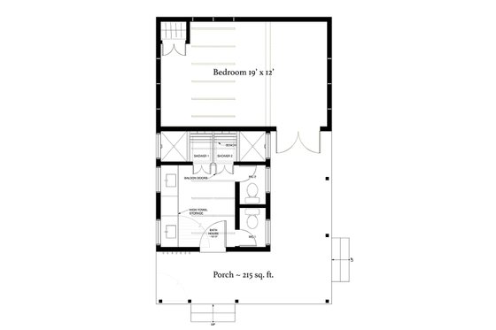 Floor Plan - Main Floor for Farmhouse House Plan #889-3 - 1 bed, 1 bath