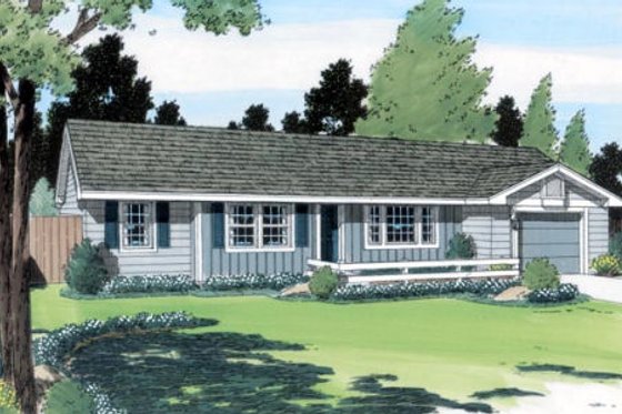 Exterior - Front Elevation for Ranch House Plan #312-542 - 3 bed, 2 bath