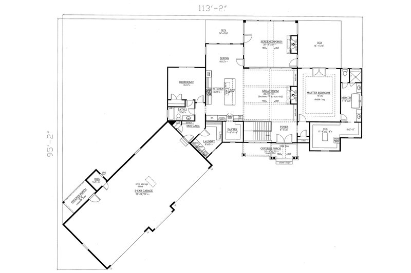 House Blueprint - Floor Plan - Main Floor for Craftsman House Plan #437-116 - 4 bed, 4 bath