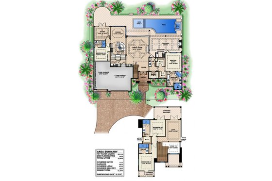Floor Plan - Main Floor for Beach House Plan #27-520 - 4 bed, 3.5 bath