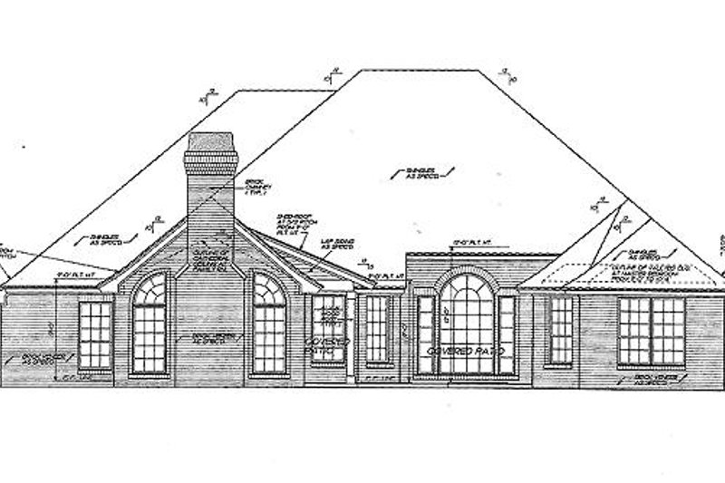 Dream House Plan - Exterior - Rear Elevation for European House Plan #310-857 - 3 bed, 2.5 bath