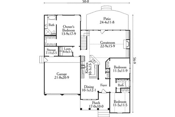 Country Style, traditional house plan, main level floor plan