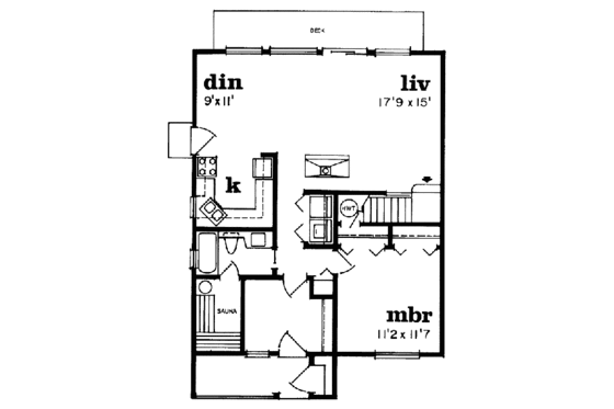 Floor Plan - Main Floor for Cottage House Plan #47-363 - 3 bed, 2 bath