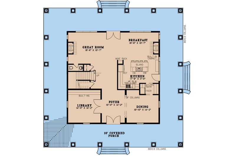 Home Plan - Floor Plan - Main Floor for Farmhouse House Plan #923-243 - 3 bed, 2.5 bath