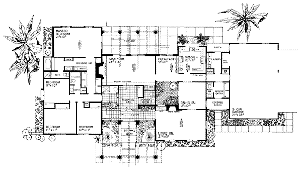 Architectural House Design - Adobe / Southwestern Floor Plan - Main Floor Plan #72-232