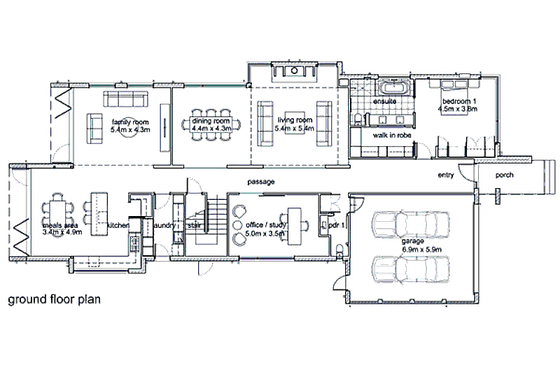Floor Plan - Main Floor for Modern House Plan #496-7 - 3 bed, 2.5 bath