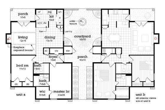 Floor Plan - Main Floor for European House Plan #45-221 - 2 bed, 2 bath