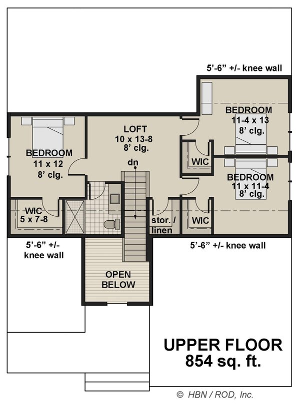 Farmhouse Floor Plan - Upper Floor Plan #51-1322