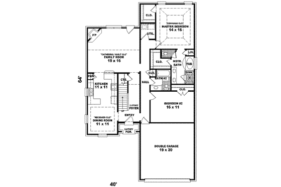 Floor Plan - Main Floor for Traditional House Plan #81-527 - 4 bed, 3 bath