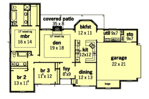 Floor Plan - Main Floor for European House Plan #16-186 - 3 bed, 2 bath