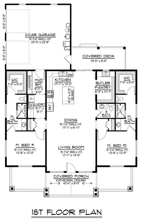 House Blueprint - Floor Plan - Main Floor for Farmhouse House Plan #1064-515 - 2 bed, 2.5 bath