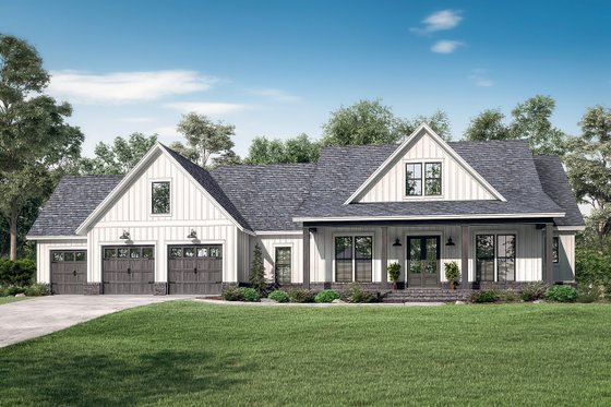Exterior - Front Elevation 3 for Farmhouse House Plan #430-205 - 4 bed, 3.5 bath