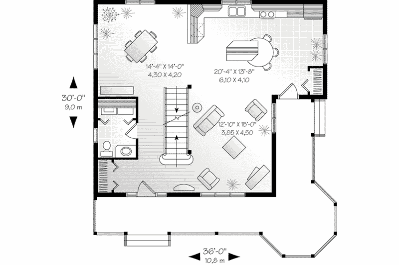 Home Plan - Floor Plan - Main Floor for Traditional House Plan #23-612 - 3 bed, 1.5 bath