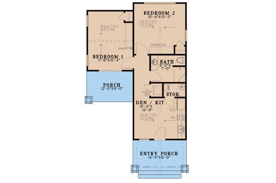 Floor Plan - Main Floor for Craftsman House Plan #923-220 - 2 bed, 1 bath