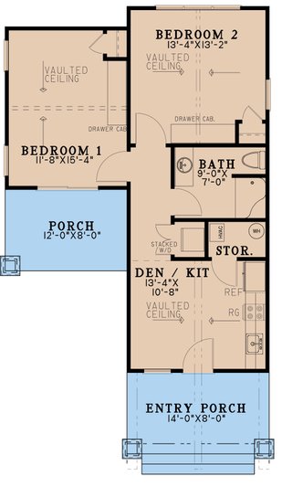 Craftsman Style House Plan - 2 Beds 1 Baths 696 Sq/Ft Plan #923-220 ...
