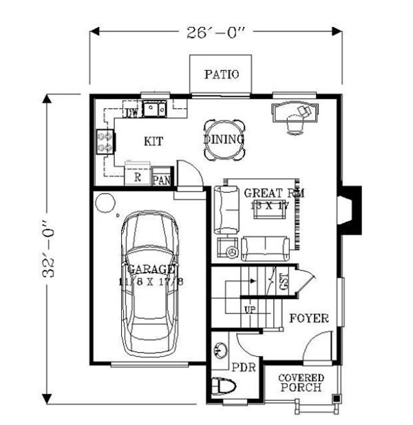 Bungalow Floor Plan - Main Floor Plan #53-416