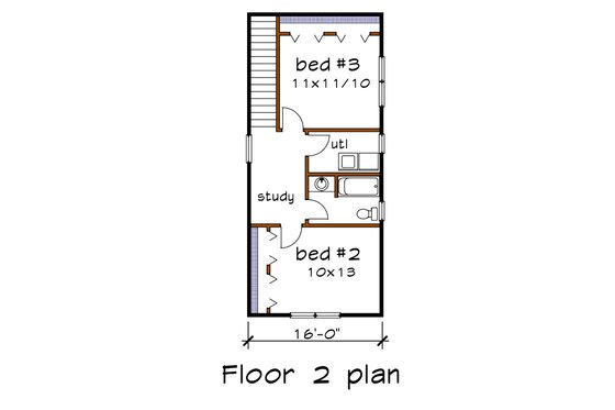Floor Plan - Upper Floor for Craftsman House Plan #79-203 - 3 bed, 2 bath
