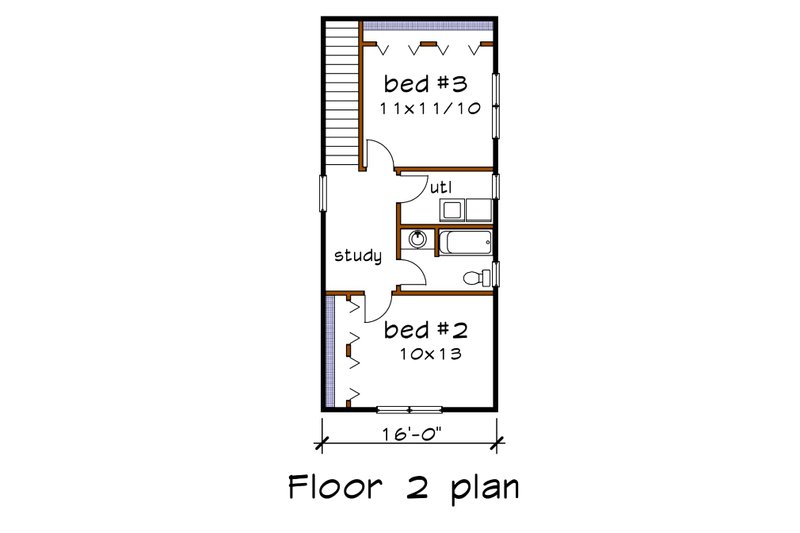 Home Plan - Floor Plan - Upper Floor for Craftsman House Plan #79-203 - 3 bed, 2 bath
