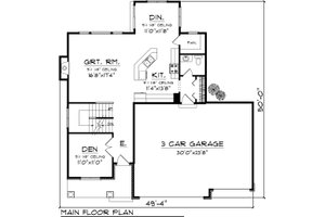 Floor Plan - Main Floor for Craftsman House Plan #70-1049 - 3 bed, 2.5 bath