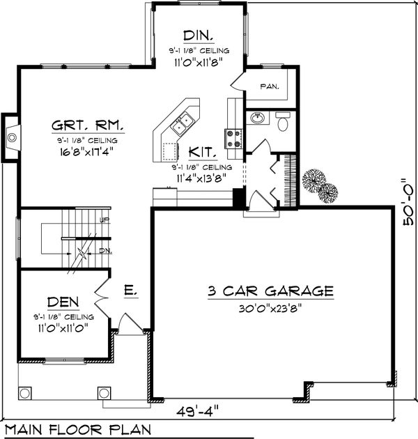 Home Plan - Craftsman Floor Plan - Main Floor Plan #70-1049