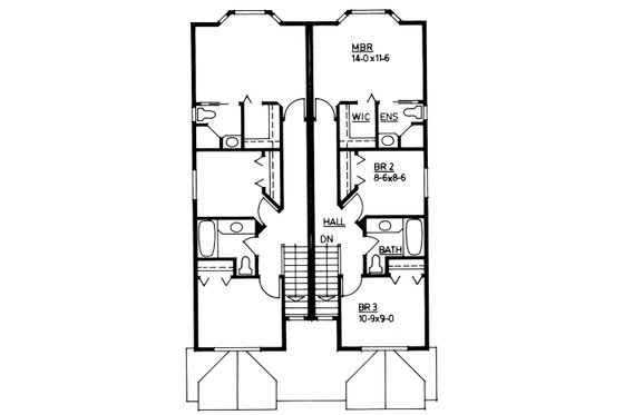 Floor Plan - Upper Floor for Colonial House Plan #126-228 - 3 bed, 2.5 bath