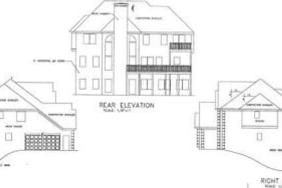 Exterior - Rear Elevation for European House Plan #56-209 - 5 bed, 4 bath