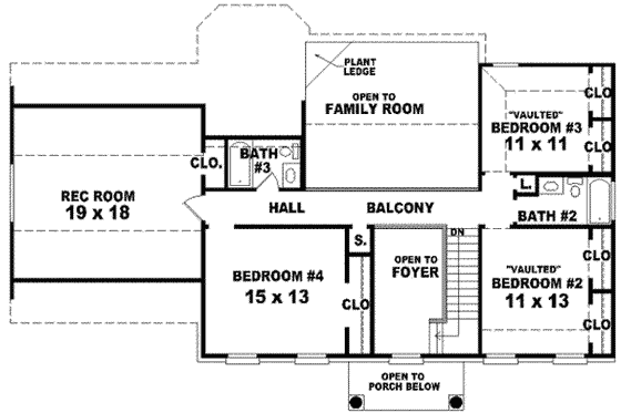 Floor Plan - Upper Floor for Colonial House Plan #81-723 - 4 bed, 3.5 bath