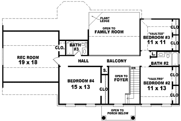 Colonial Floor Plan - Upper Floor Plan #81-723