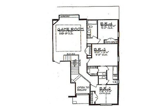 Floor Plan - Upper Floor for European House Plan #62-143 - 4 bed, 3.5 bath