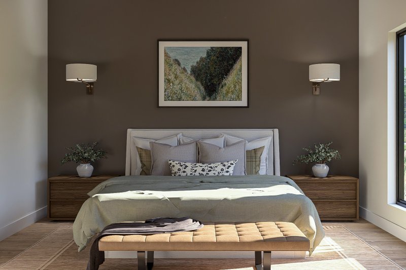 House Blueprint - Interior - Master Bedroom for Barndominium House Plan #455-582 - 4 bed, 3 bath