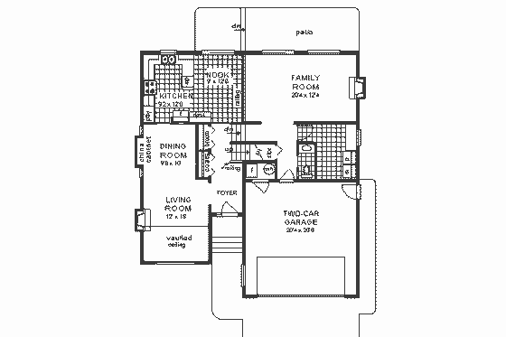 Floor Plan - Main Floor for European House Plan #18-233 - 3 bed, 2.5 bath