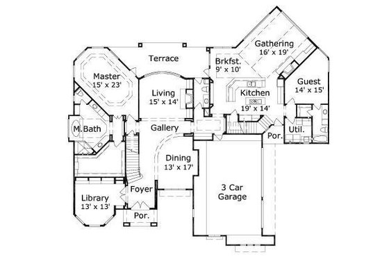 Floor Plan - Main Floor for European House Plan #411-545 - 5 bed, 4.5 bath