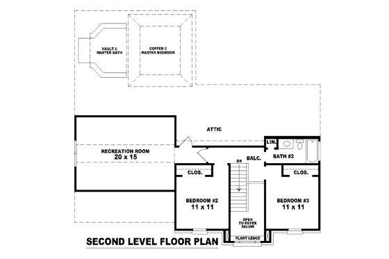 Floor Plan - Upper Floor for European House Plan #81-13629 - 3 bed, 2.5 bath