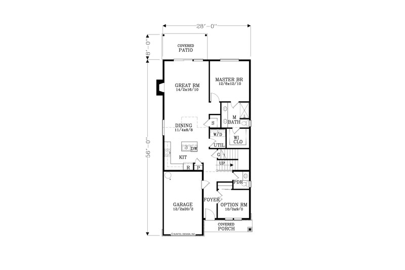 Architectural House Design - Floor Plan - Main Floor for Prairie House Plan #53-745 - 3 bed, 2.5 bath