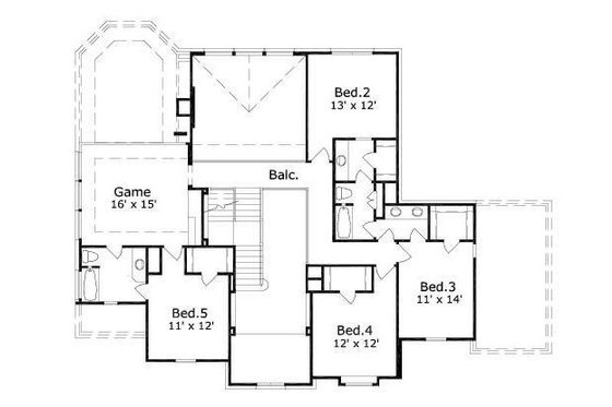 Floor Plan - Upper Floor for European House Plan #411-566 - 5 bed, 3.5 bath