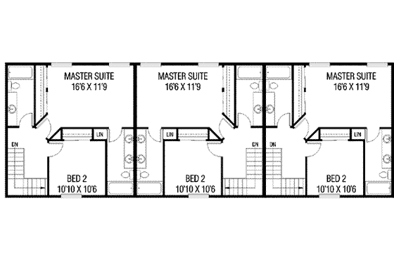 Floor Plan - Upper Floor for Traditional House Plan #60-587 - 2 bed, 2.5 bath
