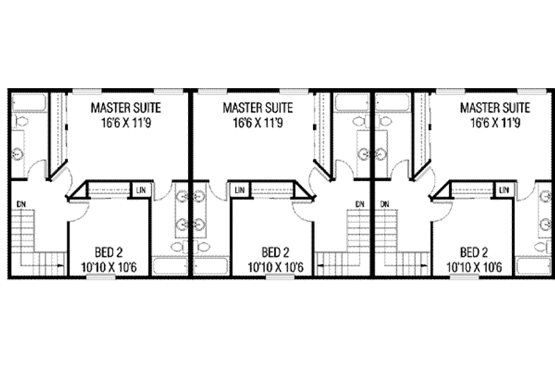 House Blueprint - Floor Plan - Upper Floor for Traditional House Plan #60-587 - 2 bed, 2.5 bath