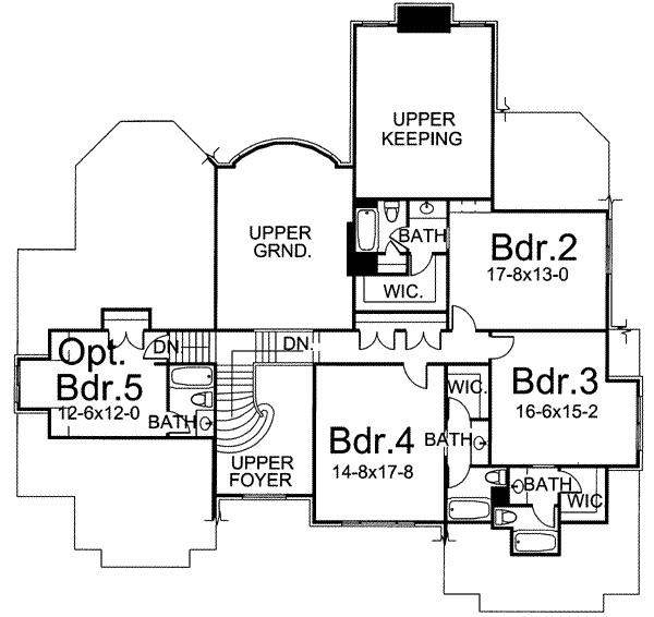 House Design - European Floor Plan - Upper Floor Plan #119-102