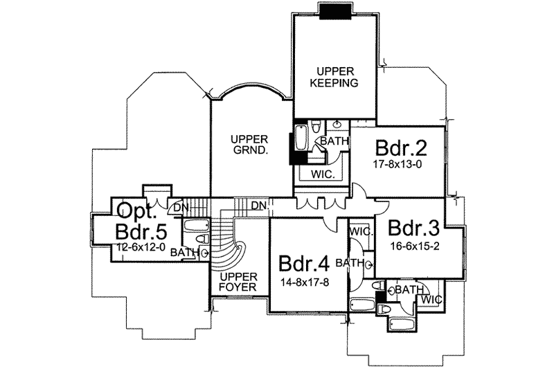 Dream House Plan - Floor Plan - Upper Floor for European House Plan #119-102 - 5 bed, 5.5 bath