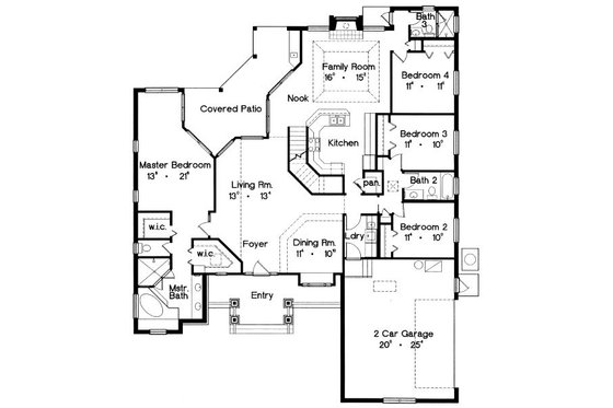 Floor Plan - Main Floor for Cottage House Plan #417-217 - 4 bed, 3 bath