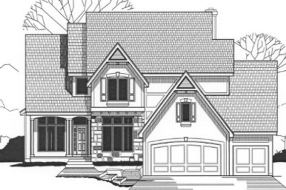 Exterior - Front Elevation for European House Plan #67-128 - 4 bed, 3.5 bath