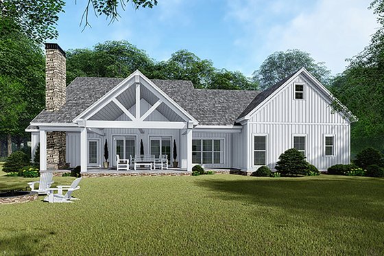 Exterior - Rear Elevation 1 for Country House Plan #923-132 - 3 bed, 2.5 bath