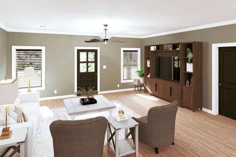 Architectural House Design - Interior - Family Room 1 for Farmhouse House Plan #44-286 - 3 bed, 2 bath