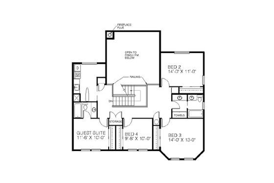 Floor Plan - Upper Floor for Traditional House Plan #60-164 - 6 bed, 4 bath