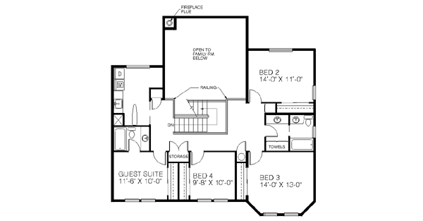 House Design - Traditional Floor Plan - Upper Floor Plan #60-164