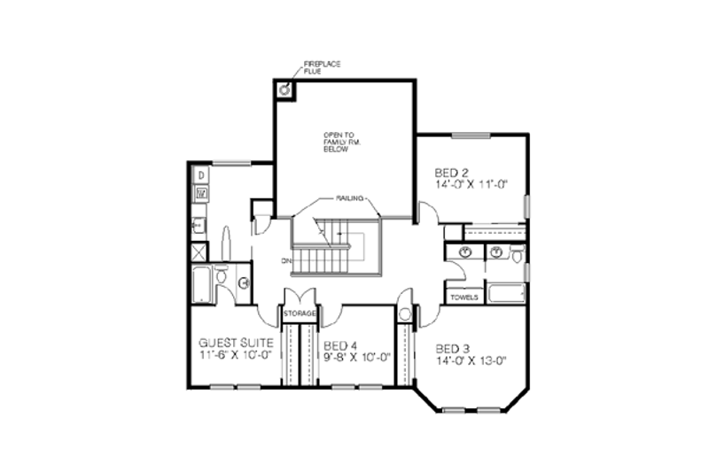 Dream House Plan - Floor Plan - Upper Floor for Traditional House Plan #60-164 - 6 bed, 4 bath