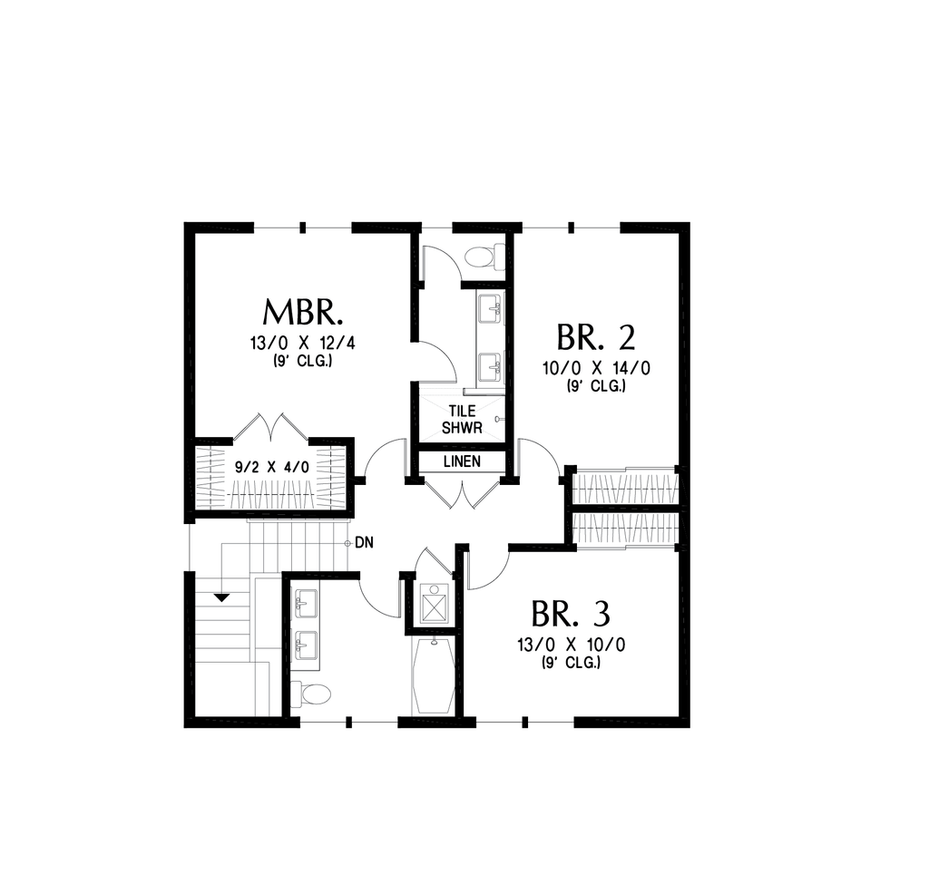 Floor Plan - Upper Floor for Farmhouse House Plan #48-1225 - 3 bed, 2.5 bath