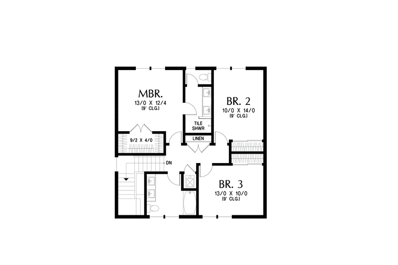 House Blueprint - Floor Plan - Upper Floor for Farmhouse House Plan #48-1225 - 3 bed, 2.5 bath