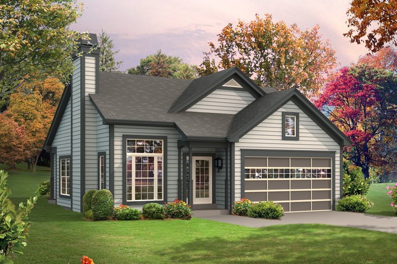 House Blueprint - Ranch Exterior - Front Elevation Plan #57-614